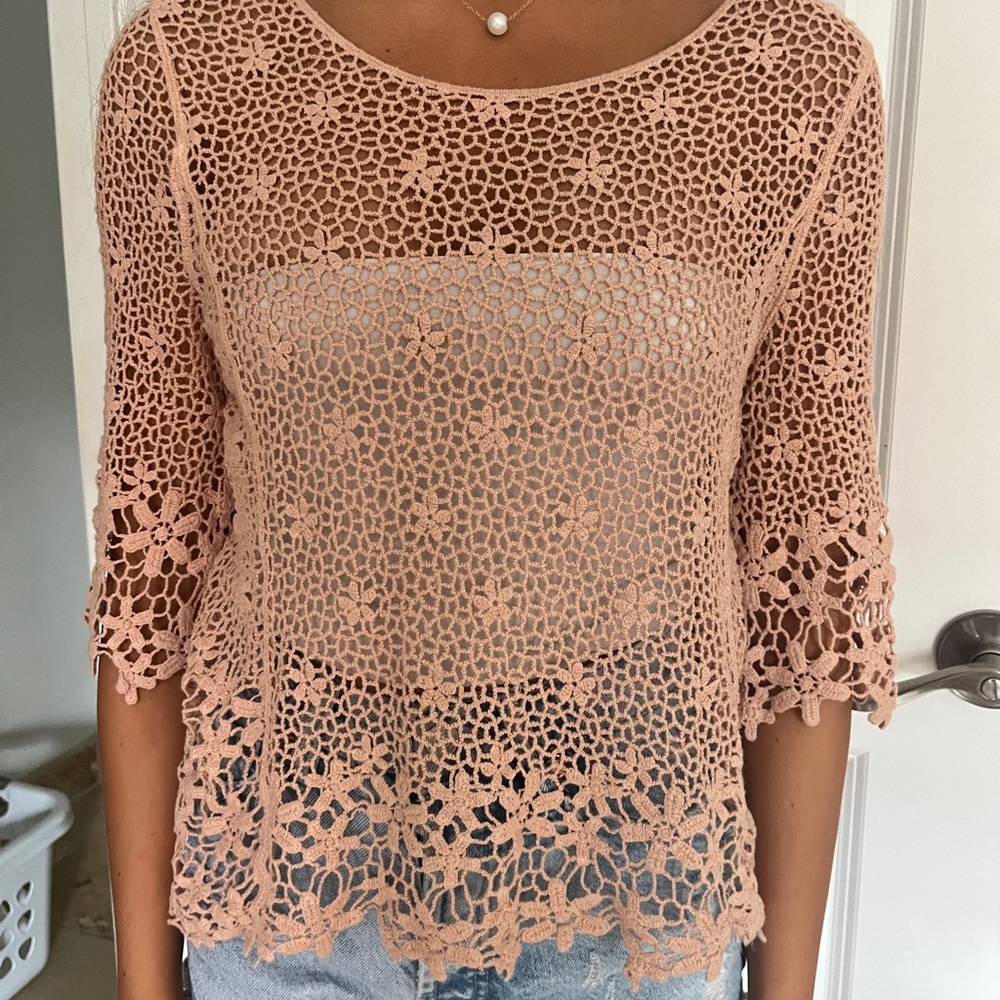cute knitted 3/4 sleeve top